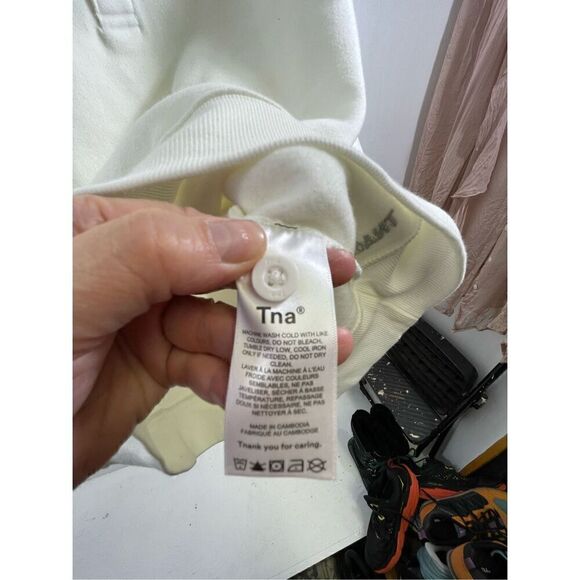 TNA Aritzia Sweatfleece Cozy Fleece Boyfriend Fit in Ivory Size XS - Picture 6 of 6